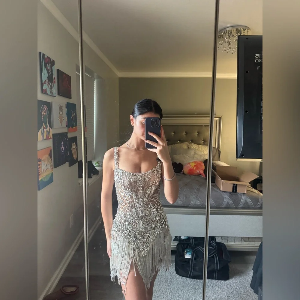 Corset dress with crystals and stones - Picture 4 of 6